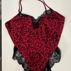 Victoria's Secret Red Animal Print Bodysuit